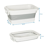 Plano dimensional del Contenedor plegable CLEAN SILW de 60 x 67 cm en gris-blanco de hjh OFFICE