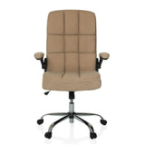 Sillón de oficina Home Office RELAX WD 100 beige con tapizado de pana y base de cinco ruedas de MyBuero – vista de 360° (vista frontal 0°)