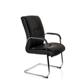 Silla de viga voladiza SOVRANO V negra con reposabrazos y estructura de patín cromada de hjh OFFICE – vista de 360° (vista frontal en diagonal 60°)