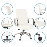 Sillón de oficina profesional ASPERA 10 en blanco crema con detalles del tapizado, reposabrazos, pistón de gas y ruedas de hjh OFFICE