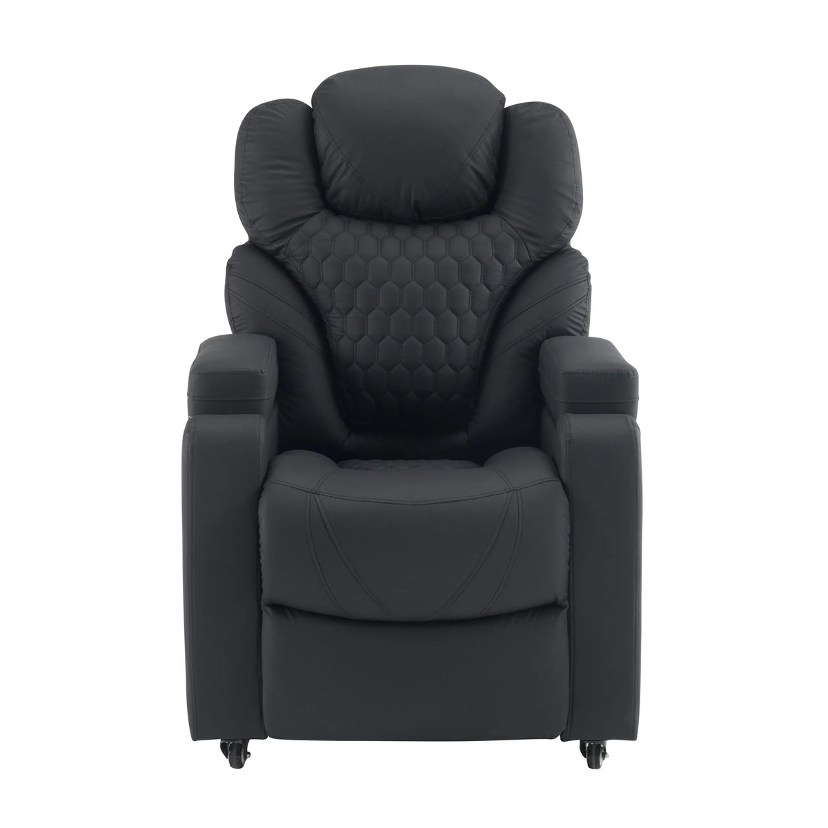 Sillón de diseño Game Sport RX negro con costura de panal en el respaldo y ruedas de hjh OFFICE – vista de 360° (vista frontal 0°)