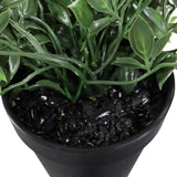 Hojas verdes y piedras decorativas negras de la planta artificial Epipremnum Climb en una maceta negra de hjh OFFICE