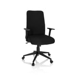 Silla Home Office COSIO I negra con reposabrazos y base de cinco ruedas de hjh OFFICE – vista de 360° (vista frontal 20°)