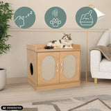 Casa para gatos KITTYHOME 2 en efecto haya con dos puertas y entrada circular de hjh LIVING (imagen generada por IA)