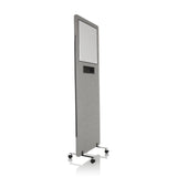 separador FLEXMIUT WB de color gris claro con pizarra integrada y ruedas de hjh OFFICE – vista de 360° (vista frontal en diagonal 60°)