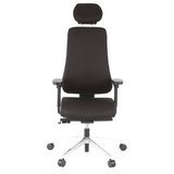 Silla de oficina profesional PRO-TEC 400 negra con reposacabezas, reposabrazos y base de cinco ruedas de hjh OFFICE – vista de 360° (vista frontal 0°)