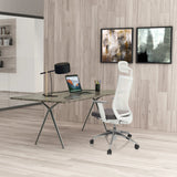 Silla de oficina profesional ASPEN WHITE PRO en gris y blanco en un escritorio de hjh OFFICE