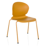 Silla de cuatro patas T36 VI amarilla con asiento redondeado y respaldo de hjh OFFICE – vista de 360° (vista frontal en diagonal 30°)