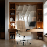 Sillón de oficina Home Office RELAX WD 100 con tapizado de pana beige y base cromada de MyBuero