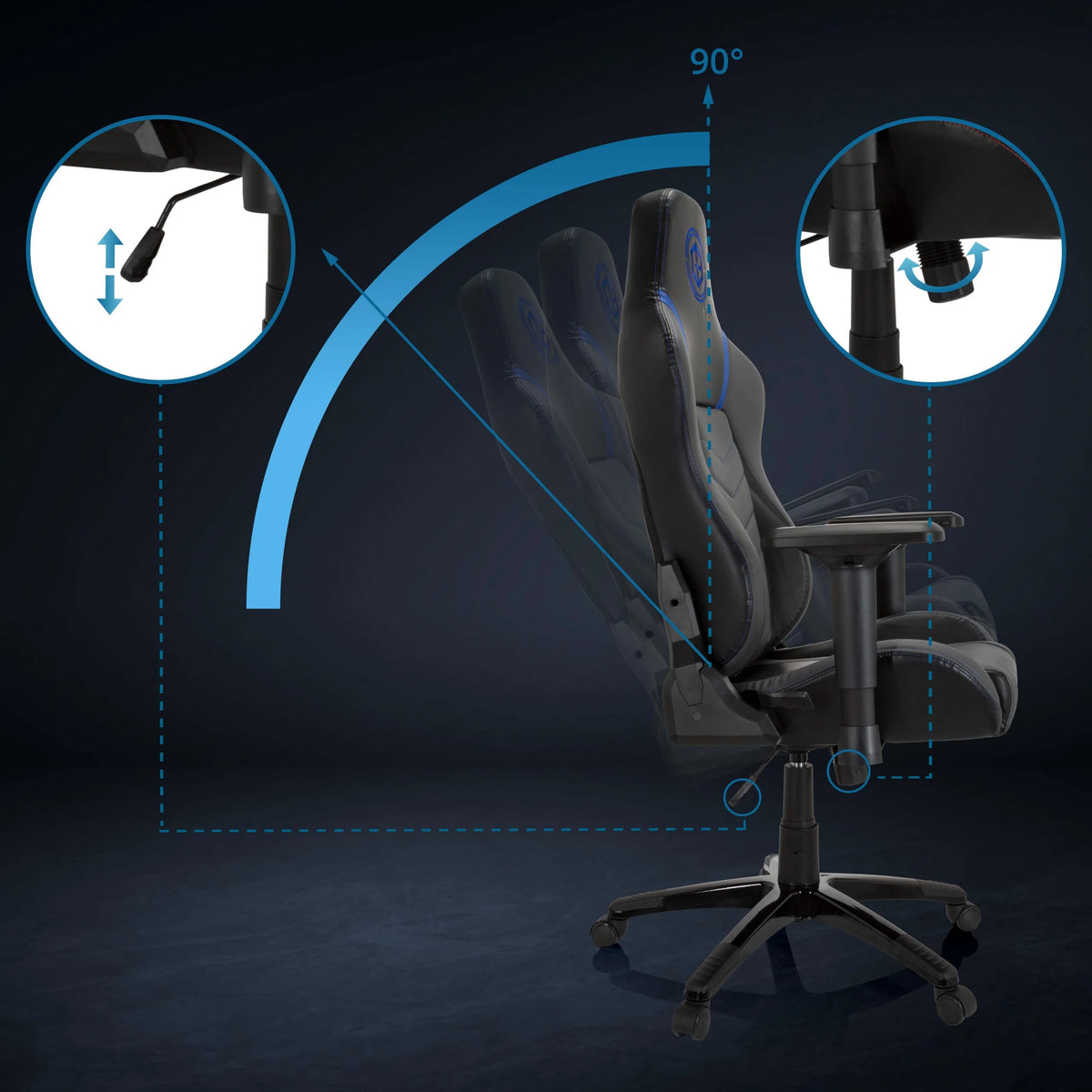 Respaldo ajustable hasta 90 grados de la Silla gaming GAMEBREAKER POLARYS I de hjh OFFICE