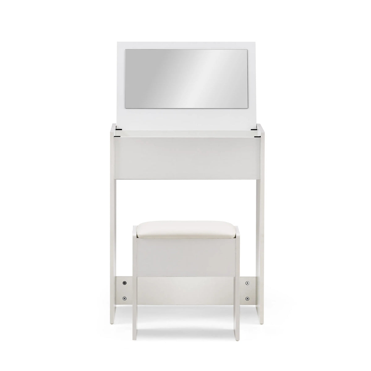 Tocador blanco Glamdesk con espejo y taburete a juego de hjh LIVING – vista de 360° (vista frontal 0°)