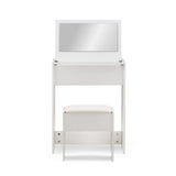 Tocador blanco Glamdesk con espejo y taburete a juego de hjh LIVING – vista de 360° (vista frontal 0°)