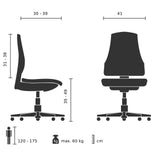 Dibujo técnico de la Silla giratoria para niños MINIMOVO con una anchura de 41 cm de hjh OFFICE