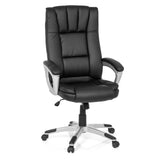 Silla Home Office RELAX CL150 negra con tapizado acolchado y base de cinco ruedas de MyBuero – vista de 360° (vista frontal 20°)