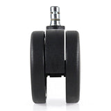 Ruedas para sillas 5x ROLO No-Noise 11mm/75mm negras para moquetas con pin metálico de hjh OFFICE