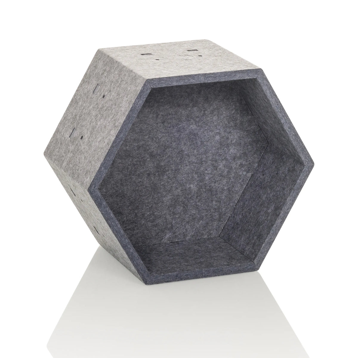 Separador hexagonal de fieltro gris FLEXMIUT STORE S de hjh OFFICE – vista de 360° (vista frontal 15°)