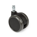 Ruedas para sillas 5x ROLO 11mm/65mm negras para suelos duros con pin de metal de hjh OFFICE – vista de 360° (vista frontal 0°)