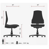 Dibujo técnico de la Silla de oficina profesional HJH SOLUTION BASIC con una altura del asiento de 39 a 51 cm de Topstar