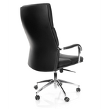 Sillón de oficina profesional BRUNELLO 20 negro con reposabrazos y base de cinco ruedas de hjh OFFICE – vista de 360° (vista trasera en diagonal 120°)