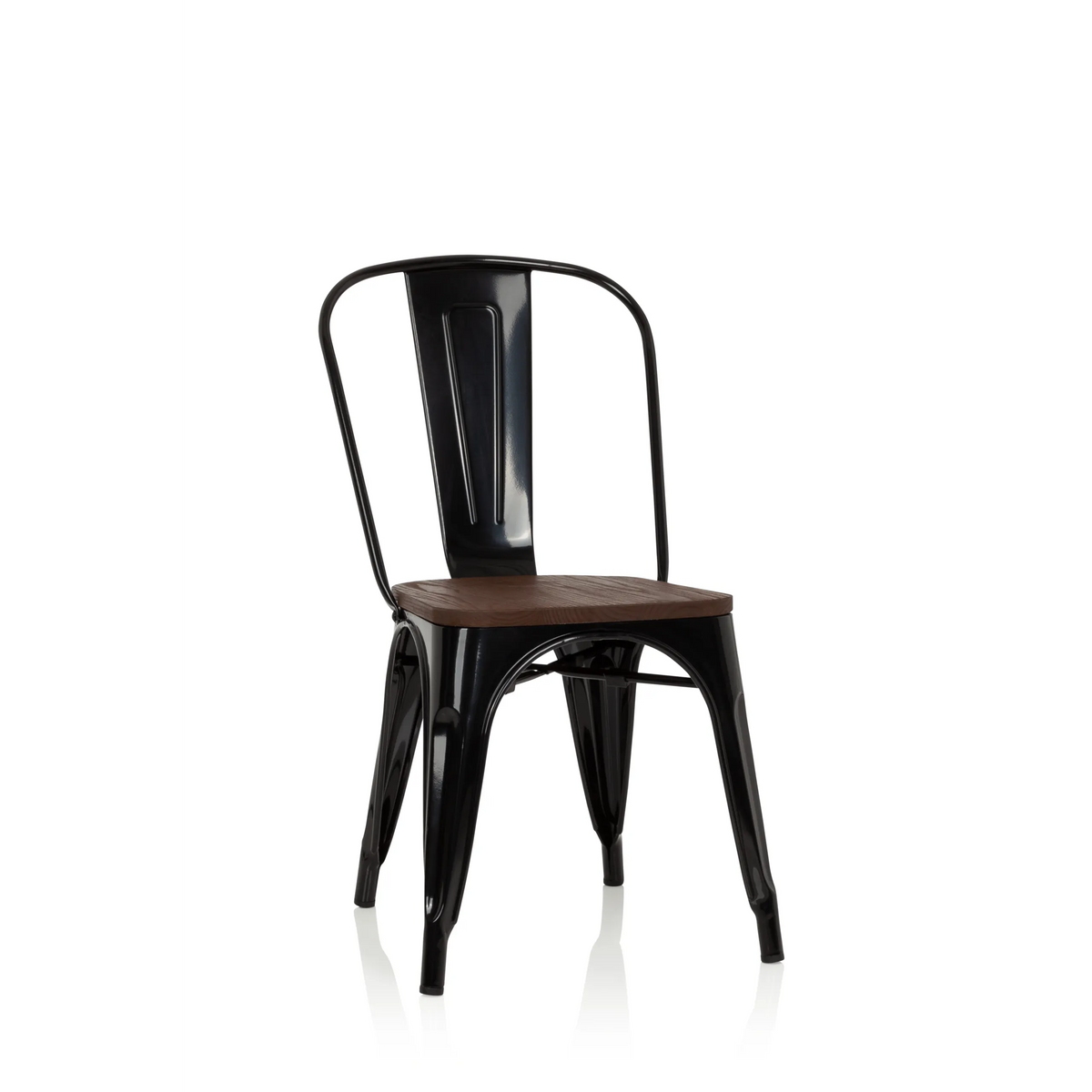 Silla de comedor negra VANTAGGIO COMFORT W con asiento de madera marrón de hjh OFFICE – vista de 360° (vista frontal 20°)