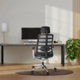 Silla alta gama SPINIO ELITE L negra con respaldo de malla y reposacabezas de hjh OFFICE