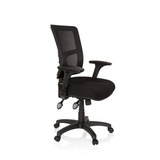 Sillón de oficina profesional IMPACT PRO negro con respaldo de malla y base de cinco ruedas de hjh OFFICE – vista de 360° (vista frontal en diagonal 60°)