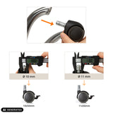 Medición de los pernos de las ruedas para sillas 5x ROLO STOP 11mm/50mm en 10 mm y 11 mm de hjh OFFICE (imagen generada por IA)