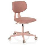 Silla giratoria para niños KID COLORE rosa con superficies acolchadas y base de cinco ruedas de hjh OFFICE – vista de 360° (vista frontal en diagonal 30°)