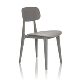 Silla de exterior gris ARTIFO HOL con respaldo y asiento perforados de hjh OFFICE – vista de 360° (vista frontal en diagonal 45°)