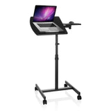 Escritorio de pie negro VM-SL con soporte para portátil, alfombrilla para ratón y ruedas de hjh OFFICE