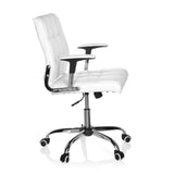 Silla Home Office ERNESTO blanca con tapicería acolchada y base de cinco ruedas de hjh OFFICE – vista de 360° (vista lateral 80°)