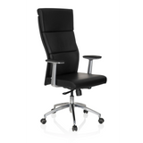 Sillón de alta gama MONZA 20 negro con reposabrazos y base de cinco ruedas de hjh OFFICE – vista de 360° (vista frontal en diagonal 40°)