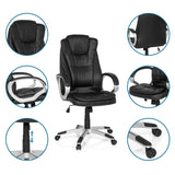 Silla gaming RELAX WB100 en negro con vistas detalladas de los reposabrazos, el pistón de gas y las ruedas de MyBuero