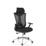 Silla de oficina profesional FALEO B en negro con respaldo de malla y reposacabezas de hjh OFFICE