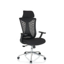 Silla de oficina profesional FALEO B en negro con respaldo de malla y reposacabezas de hjh OFFICE