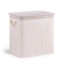 Cesta de ropa blanca FALSTER XXL B con diseño de rayas verticales, tapa y asas de cuerda de hjh LIVING