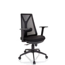 Silla Home Office FALUN BASIC en negro con respaldo de malla y reposabrazos de hjh OFFICE