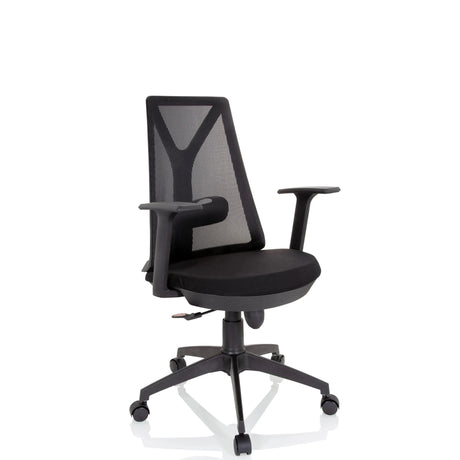 Silla Home Office FALUN BASIC en negro con respaldo de malla y reposabrazos de hjh OFFICE