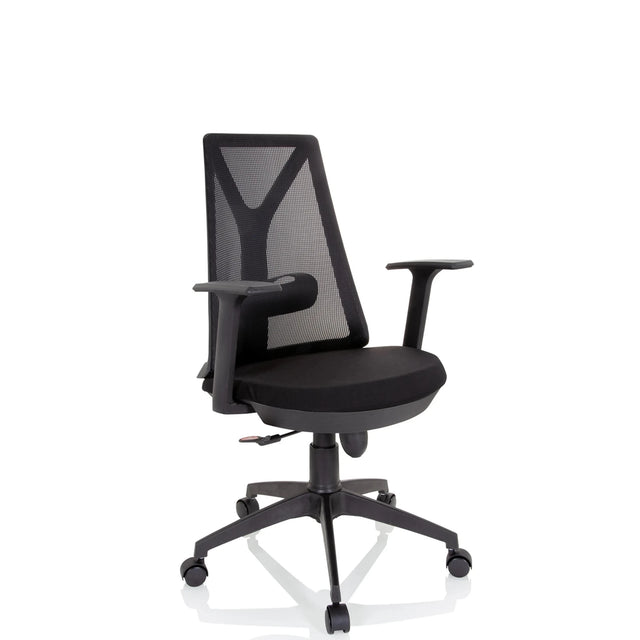Silla Home Office FALUN BASIC en negro con respaldo de malla y reposabrazos de hjh OFFICE