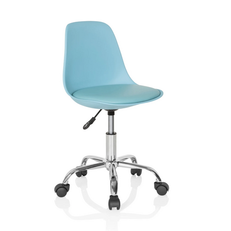 Silla giratoria para niños FANCY II en color turquesa con estructura de cromo brillante y ruedas de hjh OFFICE