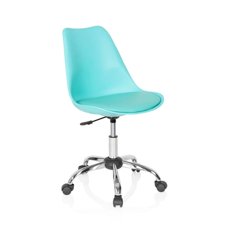 Silla Home Office FANCY PRO en turquesa con base cromada y ruedas de hjh OFFICE