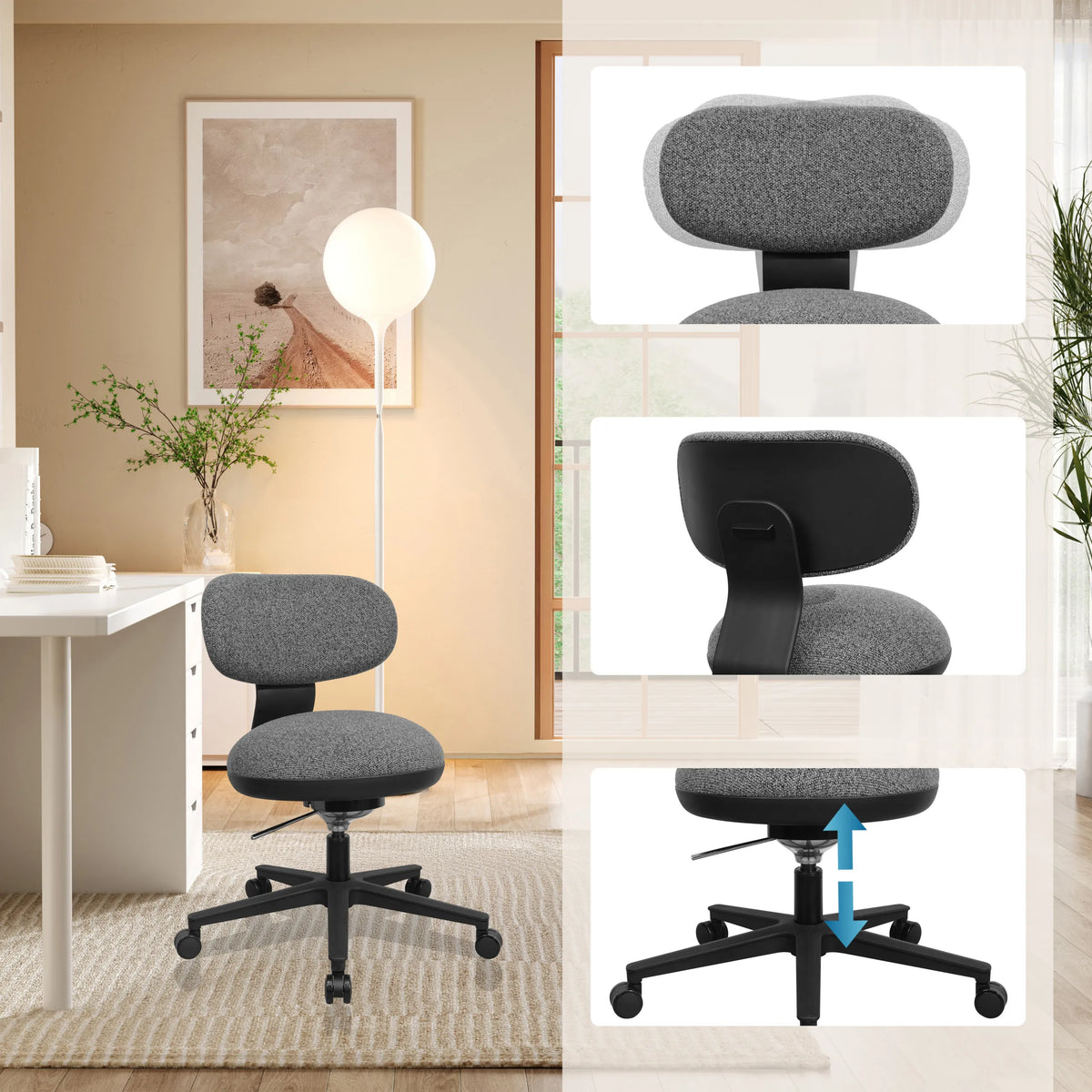 Respaldo y altura del asiento ajustables de la Silla Home Office SITMOTION B de hjh OFFICE