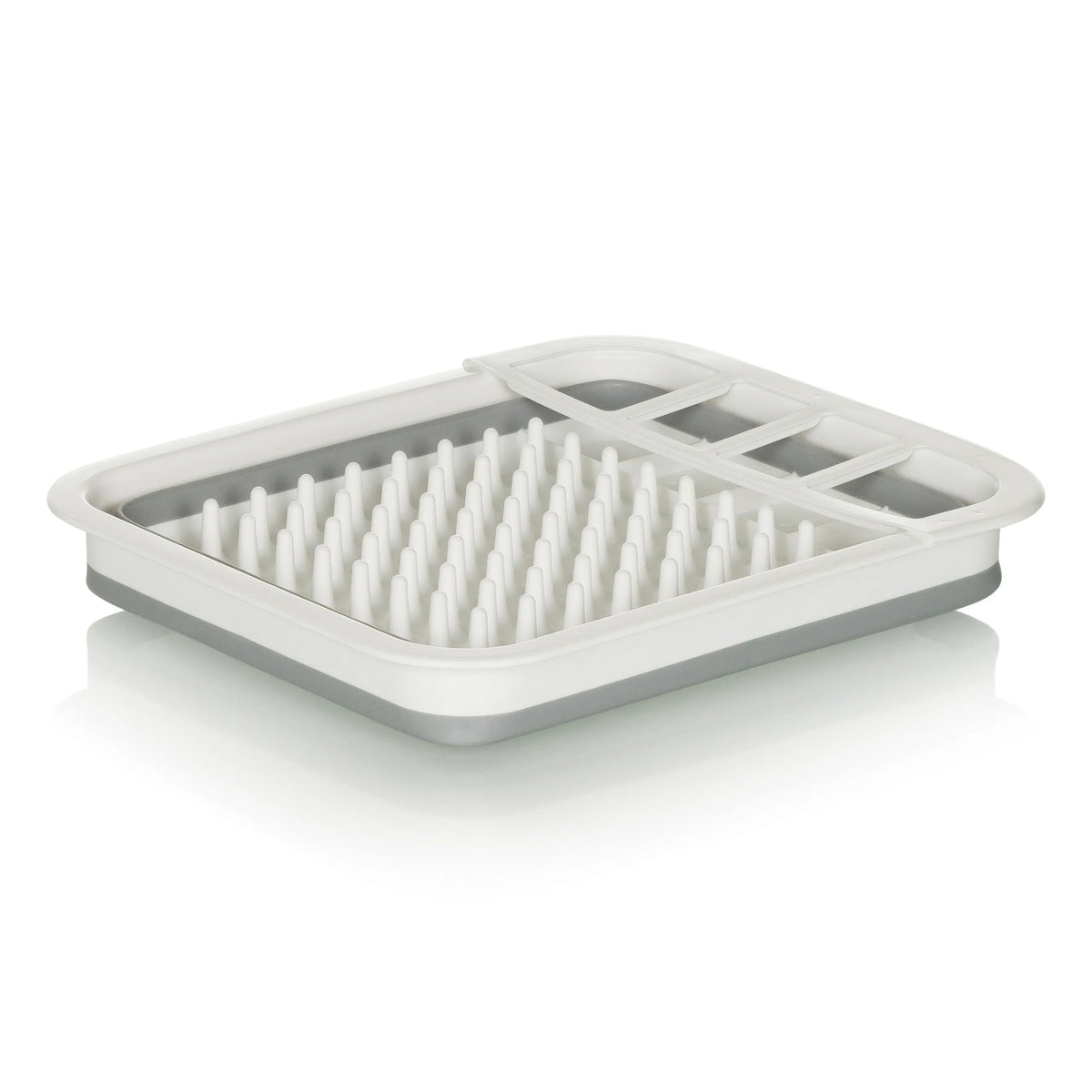 Contenedor plegable CLEAN SIL en color gris y blanco con rejilla de drenaje integrada de hjh OFFICE