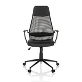 Sillón de oficina Home Office MARCOZ negro con respaldo de malla y base de cinco ruedas de MyBuero – vista de 360° (vista frontal 0°)
