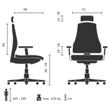 Dibujo técnico de la Silla Home Office ERGOMY con una carga máxima de 120 kg de MyBuero