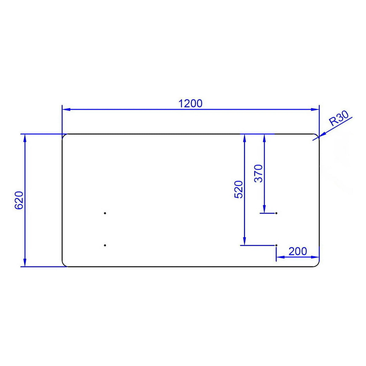 Dibujo técnico del separador de mesa FLEXMIUT D 120 de 120 × 62 cm de hjh OFFICE