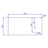 Dibujo técnico del separador de mesa FLEXMIUT D 120 de 120 × 62 cm de hjh OFFICE