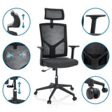 Silla Home Office BRETON B en negro con reposacabezas y reposabrazos ajustables de hjh OFFICE