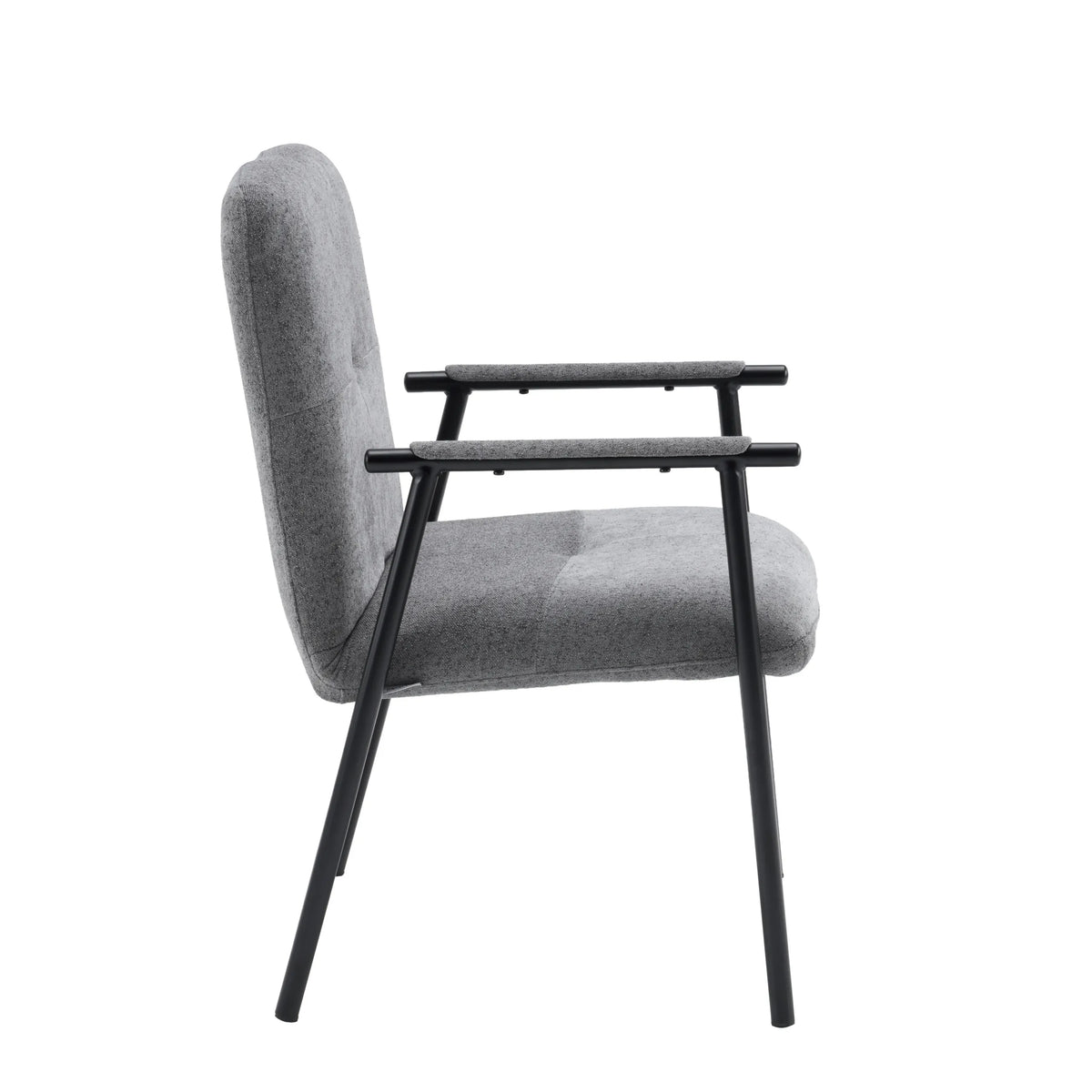 Vista lateral del sillón tapizado gris Lifea Flex con reposabrazos negros de hjh LIVING