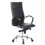 Sillón de oficina profesional PARMA 20 negro con tapicería de cuero acolchado y base de cinco ruedas de hjh OFFICE – vista de 360° (vista frontal en diagonal 40°)